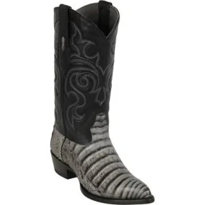 Botas de Piel de Cocodrilo Caiman Panza Horma Puntal Color Porto Gris - Los Altos Boots