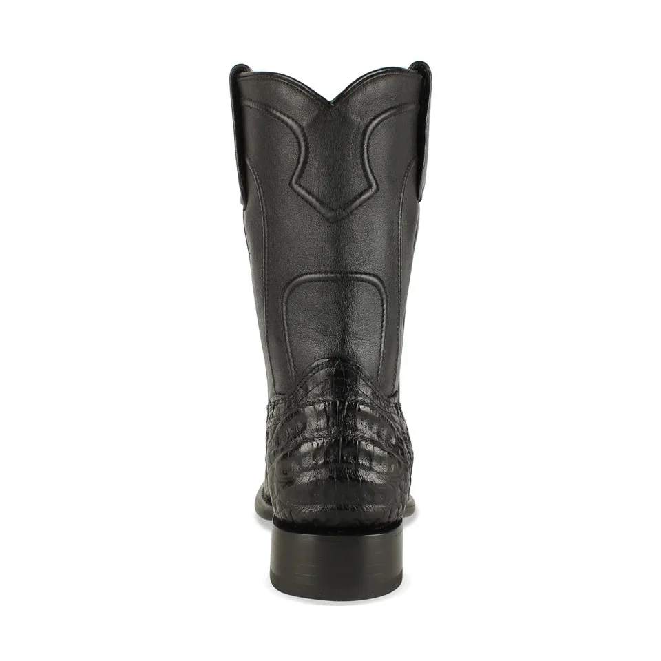 Botas de Cocodrilo Caiman Panza Original Roper Punta Oval con Zipper Color Negro - Los Altos Boots - Imagen 4