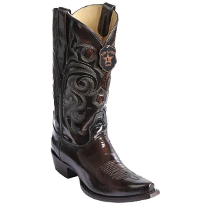 Botas de Piel Original Punta Recortada Color Cafe Acabado Camaleon - Los Altos Boots