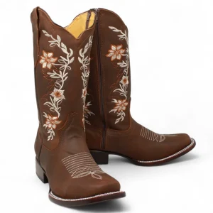 Botas de Cuero Crazy con Flores para Mujer en Rodeo Cafe- La Sierra