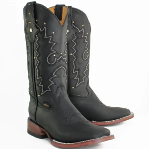 Botas de Cuero Crazy para Mujer en Horma Rodeo Negras A&A