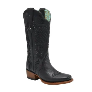 Botas de Cuero Horma Rodeo para Mujer Color Negro JB-STEPHANIEBLACK