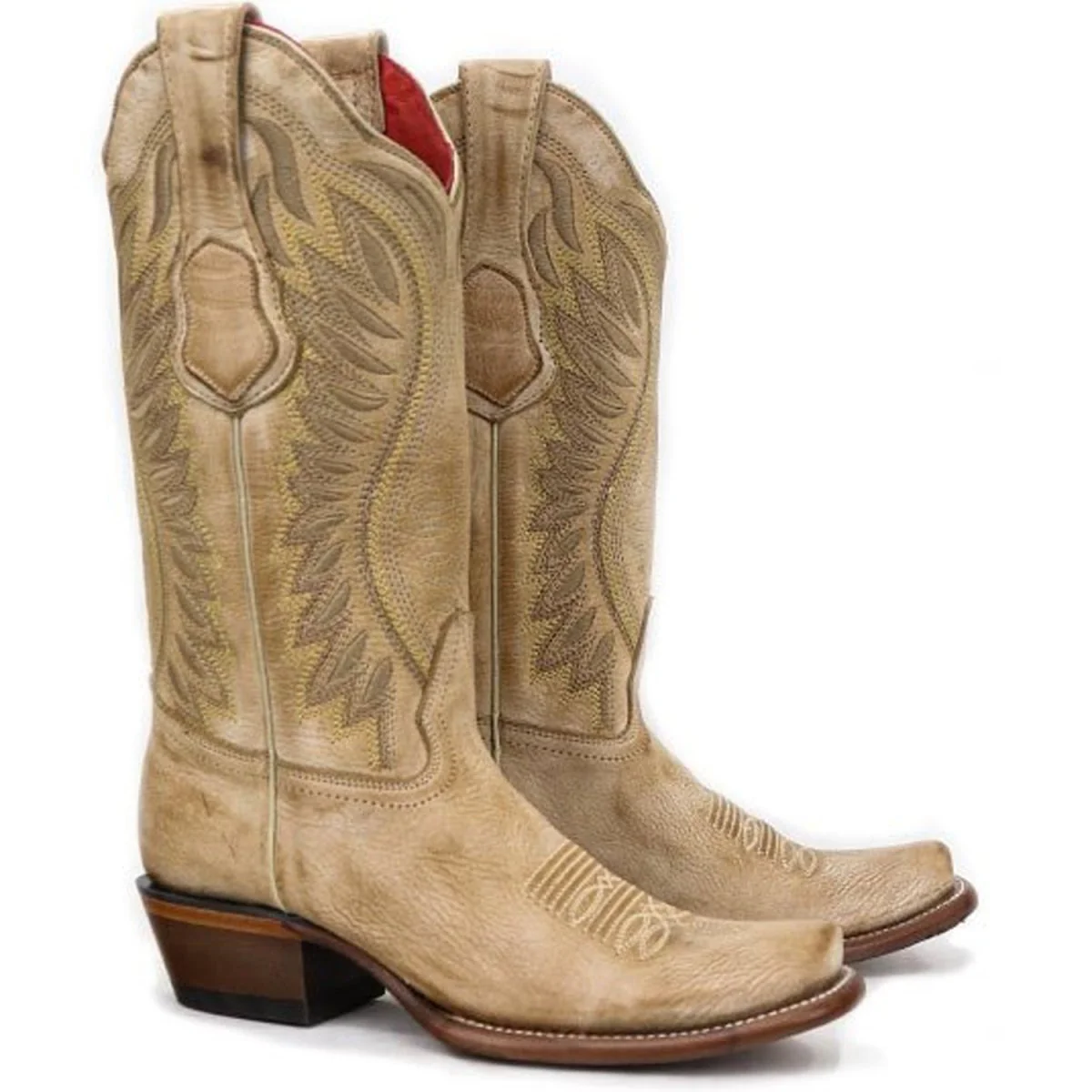 Botas de Piel Original Punta Dubai Cuadrada Para Dama Color Miel - Los Altos Boots - Imagen 3