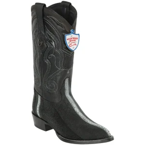 Botas de Mantarraya Perla Completa Horma Puntal Color Negro - Wild West Boots