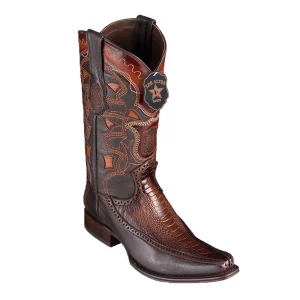 Botas de Para de Avestruz y Venado Original Punta Europea Color Cafe Difuminado - Los Altos Boots