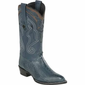Botas de Pata de Avestruz Original Horma Puntal Color Azul Mezclilla - Wild West Boots
