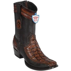 Botas Cortas de Pescado Pirarucu con Venado Horma Dubai Color Cafe - Wild West Boots