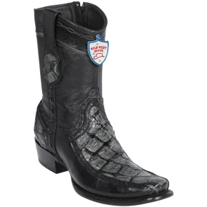 Botas Cortas de Pescado Pirarucu con Venado Horma Dubai Color Gris - Wild West Boots