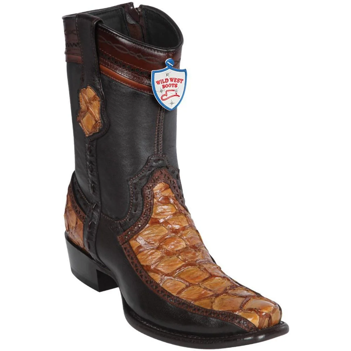 Botas Cortas de Pescado Pirarucu con Venado Horma Dubai Color Arena - Wild West Boots