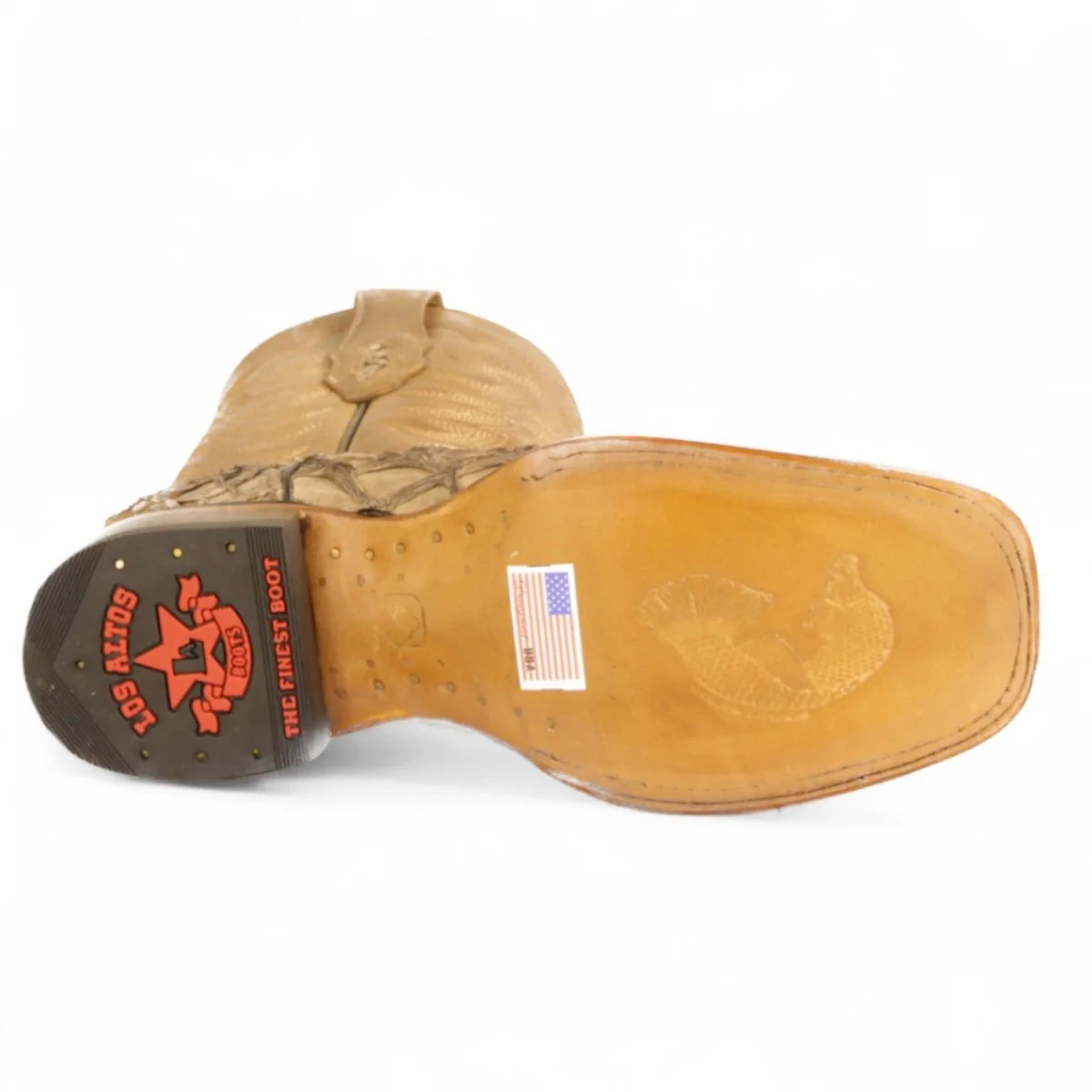 Botas de Pescado Pirarucu Original Punta Rodeo Cuadrada Ancha Color Arena - Los Altos Boots - Imagen 7