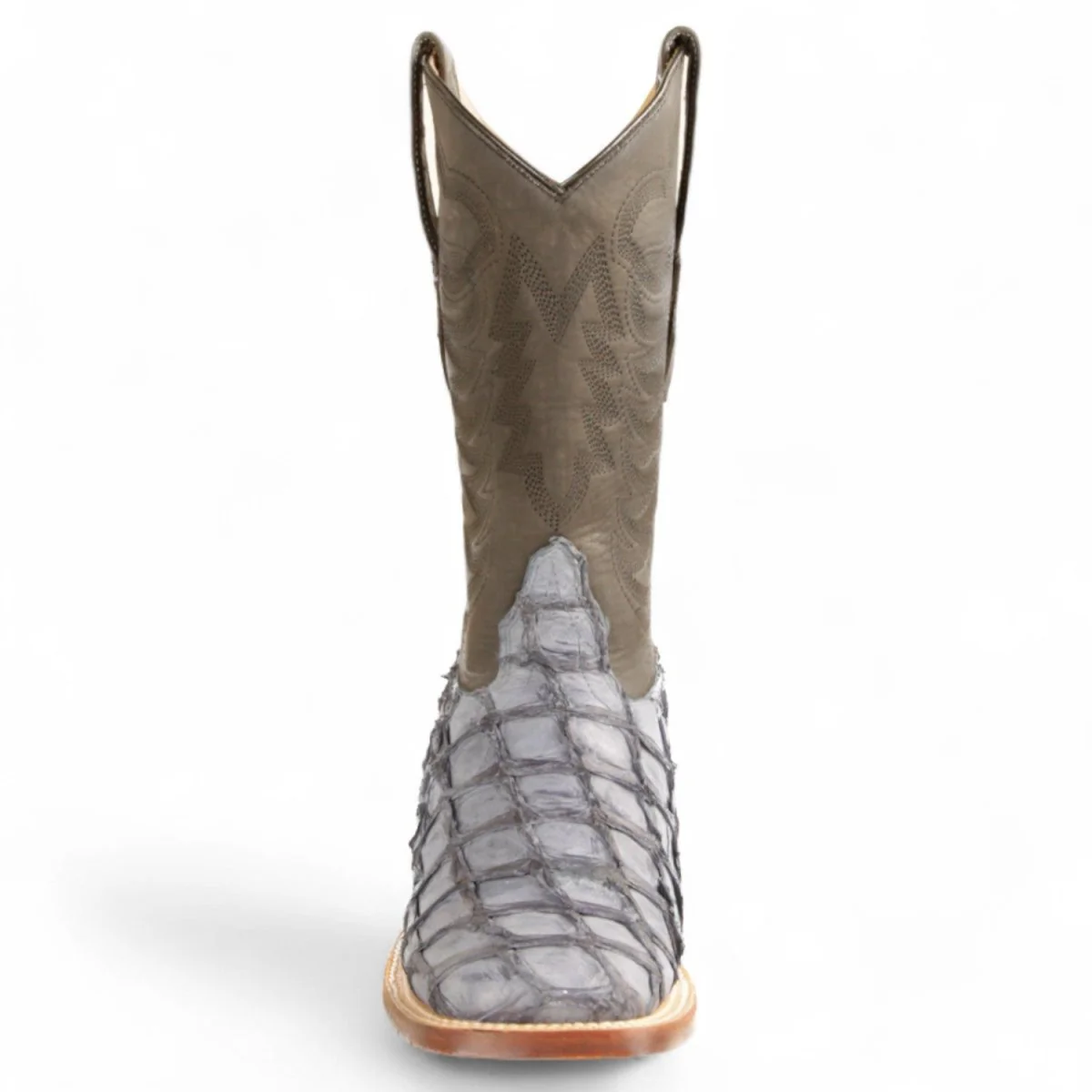 Botas de Pescado Pirarucu Original Punta Rodeo Cuadrada Ancha Color Gris - Los Altos Boots - Imagen 5
