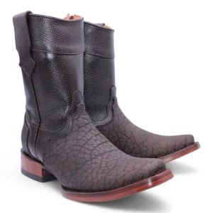 Botas Cortas de Piel Cuello de Toro Punta Dubai Cuadrada Para Hombre Color Chocolate - Hooch Boots