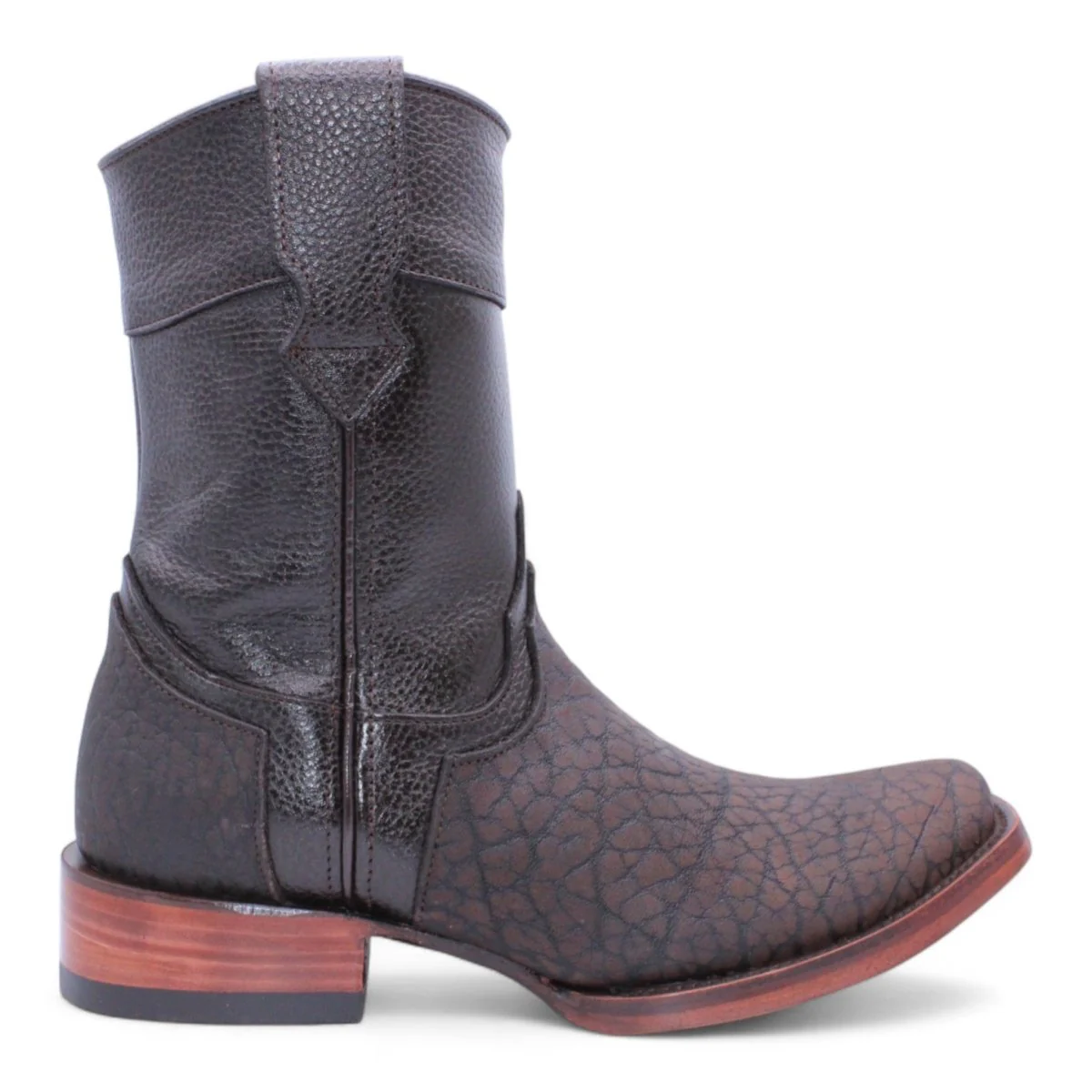 Botas Cortas de Piel Cuello de Toro Punta Dubai Cuadrada Para Hombre Color Chocolate - Hooch Boots - Imagen 3