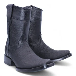Botas de Piel Cuello de Toro Punta Dubai Cuadrada Para Hombre Color Negro - Hooch Boots