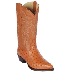 Botas de Piel de Avestruz Original Horma Puntal Color Miel - Los Altos Boots