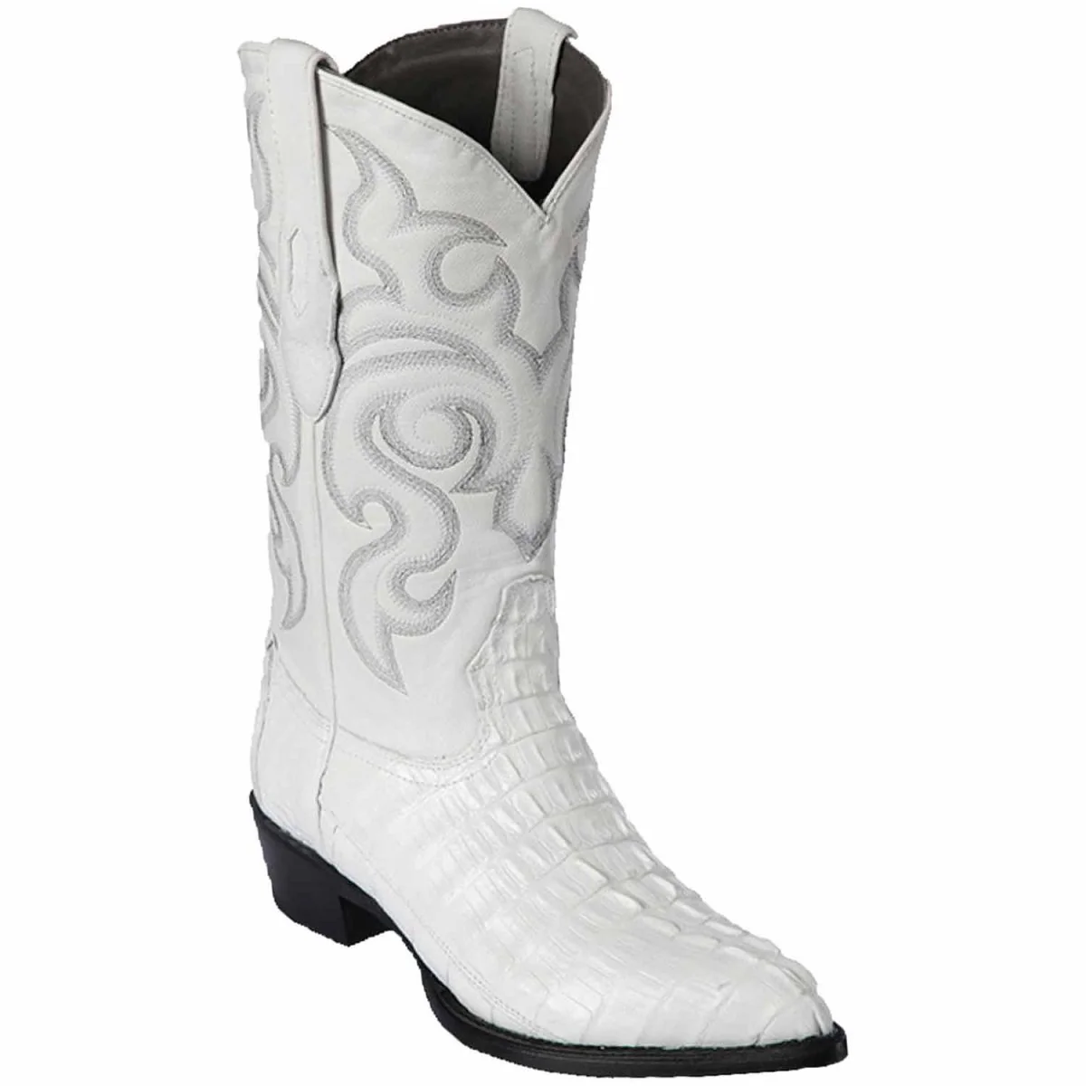 Botas de Piel de Cocodrilo Caiman Cola Horma Puntal Color Blanco - Los Altos Boots - Imagen 2