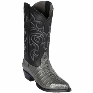 Botas de Piel de Cocodrilo Caiman Cola Horma Puntal Color Gris - Los Altos Boots
