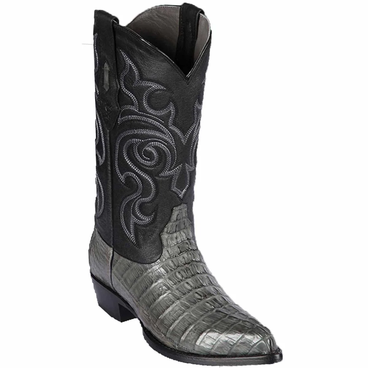 Botas de Piel de Cocodrilo Caiman Cola Horma Puntal Color Gris - Los Altos Boots