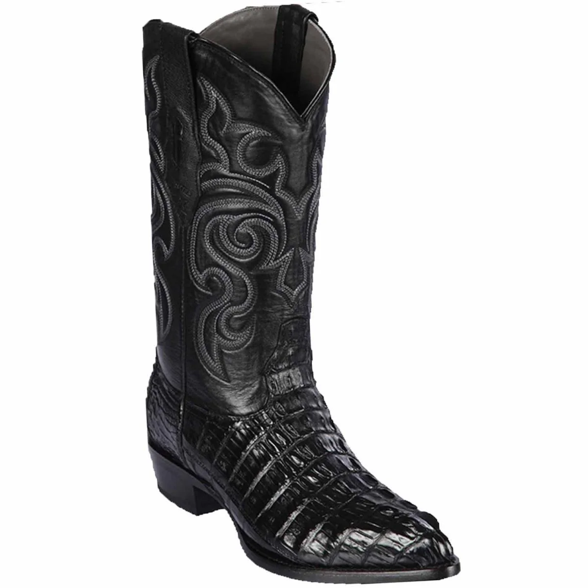 Botas de Piel de Cocodrilo Caiman Cola Horma Puntal Color Negro - Los Altos Boots - Imagen 2
