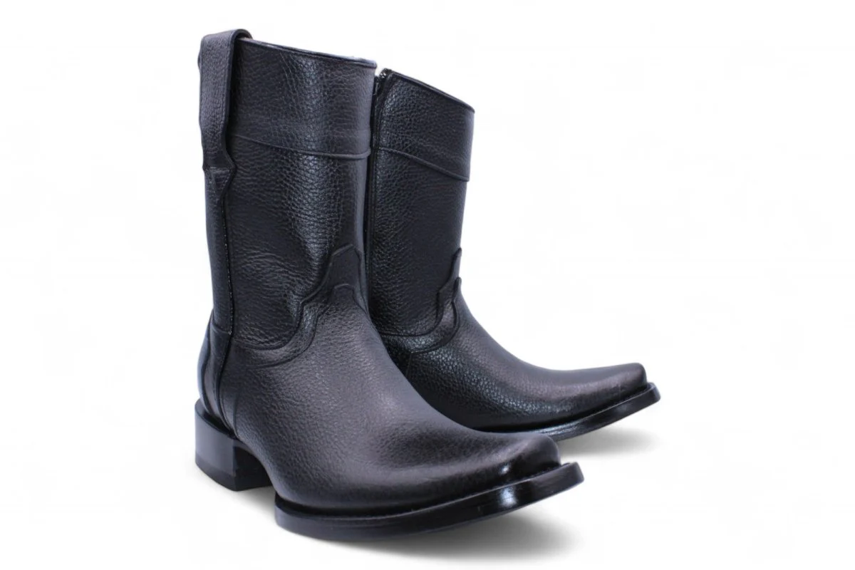 Botas de Piel Floter Punta Dubai Cuadrada Para Hombre Color Negro - Hooch Boots - Imagen 2