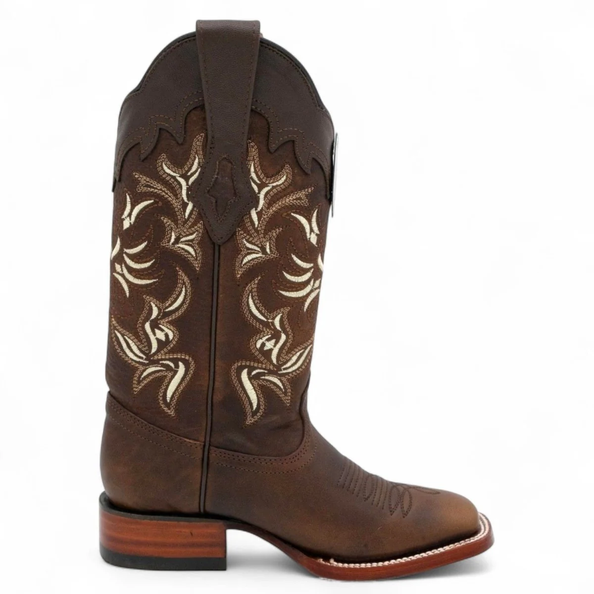 Botas de Piel Original en Punta Amplia Cuadrada para Dama Color Nuez - Los Altos Boots - Imagen 4