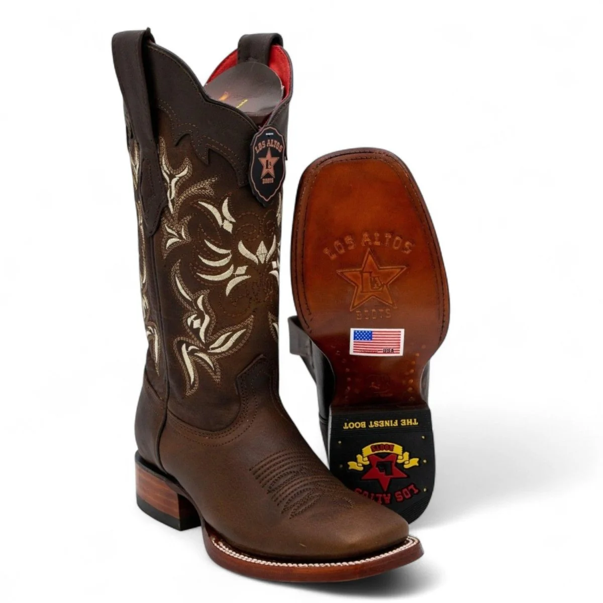 Botas de Piel Original en Punta Amplia Cuadrada para Dama Color Nuez - Los Altos Boots - Imagen 5