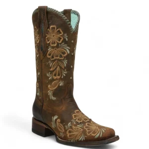 Botas de Piel Original Punta Cuadrada Color Cafe -Ive West