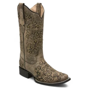 Botas de Piel Original Punta Cuadrada Color Nuez-Ive West