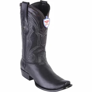 Botas de Piel Original Punta Dubai Cuadrada Color Negro - Wild West Boots