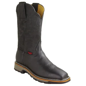 Botas de Piel Original Punta Rodeo Cuadrada Ancha Color Negro - Los Altos Boots