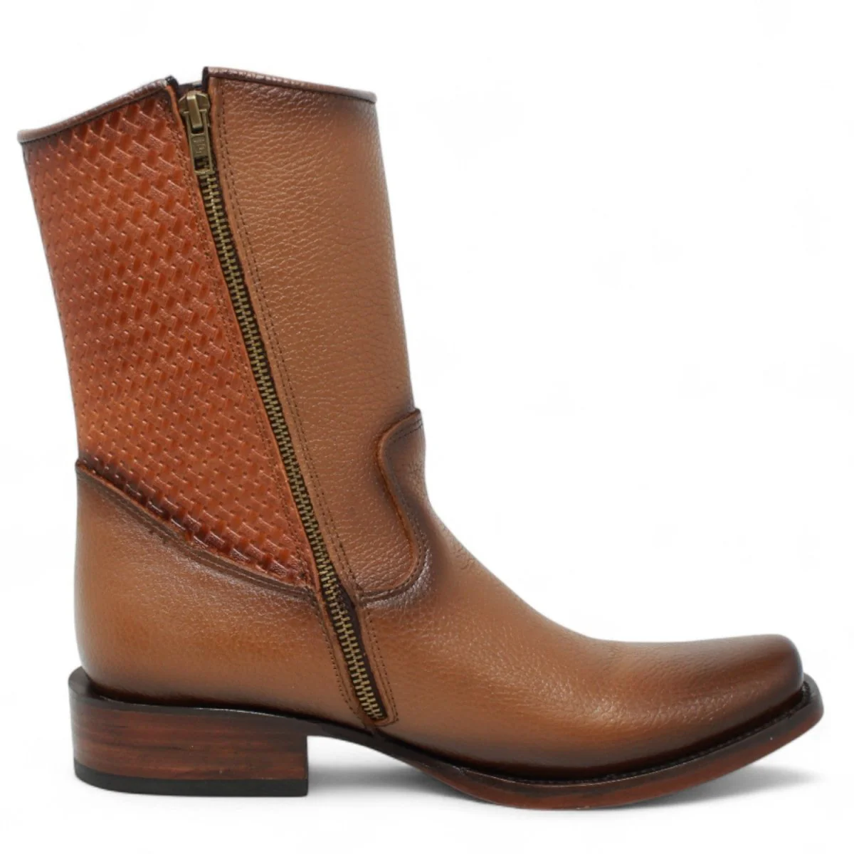 Botas de Piel Punta Dubai Cuadrada Para Hombre Color Camel con Cierre - La Sierra - Imagen 4