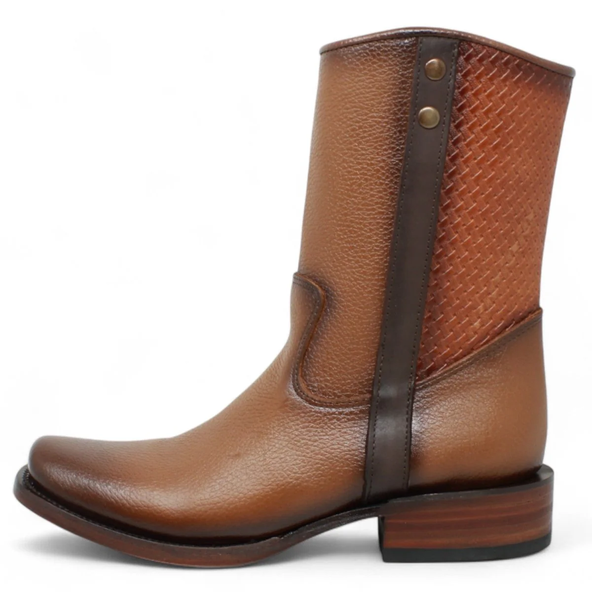 Botas de Piel Punta Dubai Cuadrada Para Hombre Color Camel con Cierre - La Sierra - Imagen 5