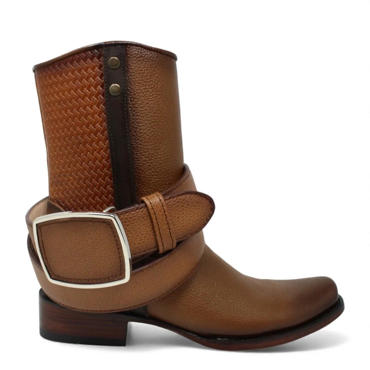 Botas de Piel Punta Dubai Cuadrada Para Hombre Color Camel con Cierre - La Sierra - Imagen 8