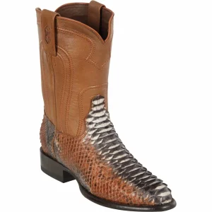 Botas de Piton Original Punta Redonda Roper Color Cognac Rustico - Los Altos Boots