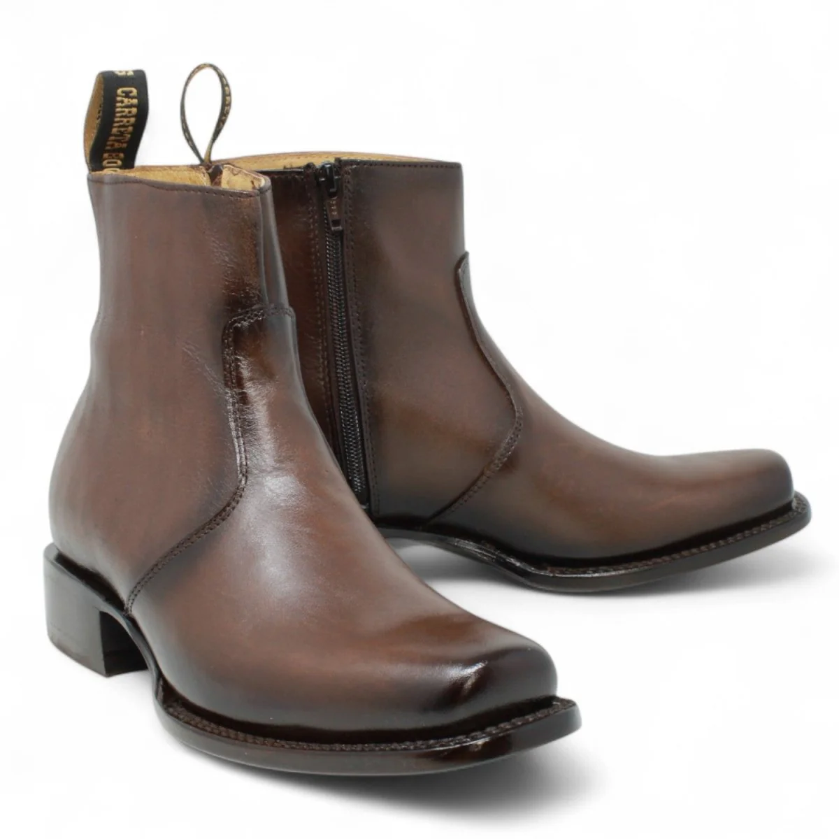 Botin de Piel Punta Dubai Cuadrada Para Hombre Color Cafe-LC266