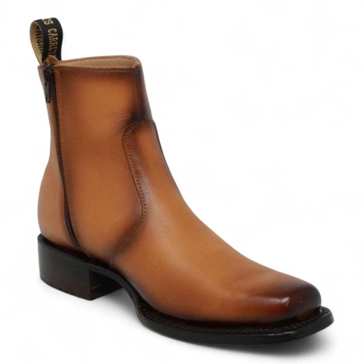 Botin de Piel Punta Dubai Cuadrada Para Hombre Color Miel-LC266 - Imagen 3