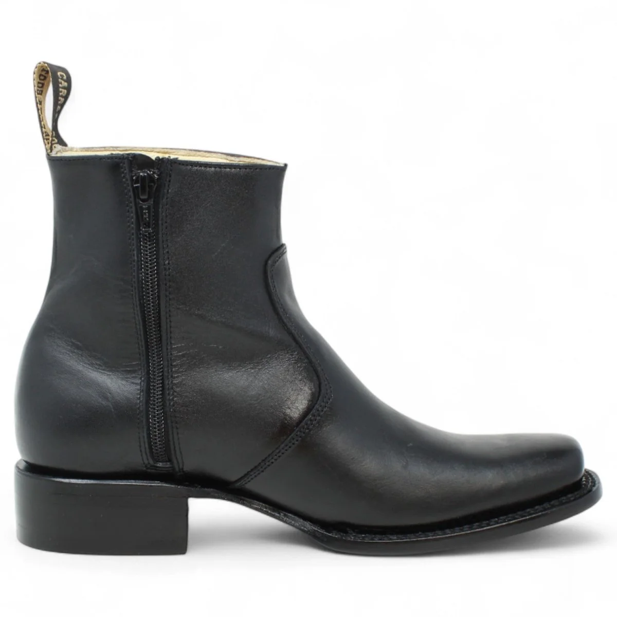 Botin de Piel Punta Dubai Cuadrada Para Hombre Color Negro-LC266 - Imagen 4