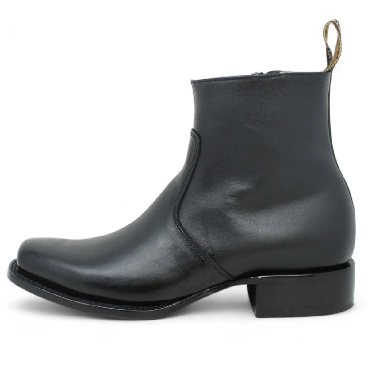 Botin de Piel Punta Dubai Cuadrada Para Hombre Color Negro-LC266 - Imagen 5
