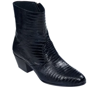 Botines de Armadillo Teju Original Horma Puntal con Zipper Color Negro - Los Altos Boots