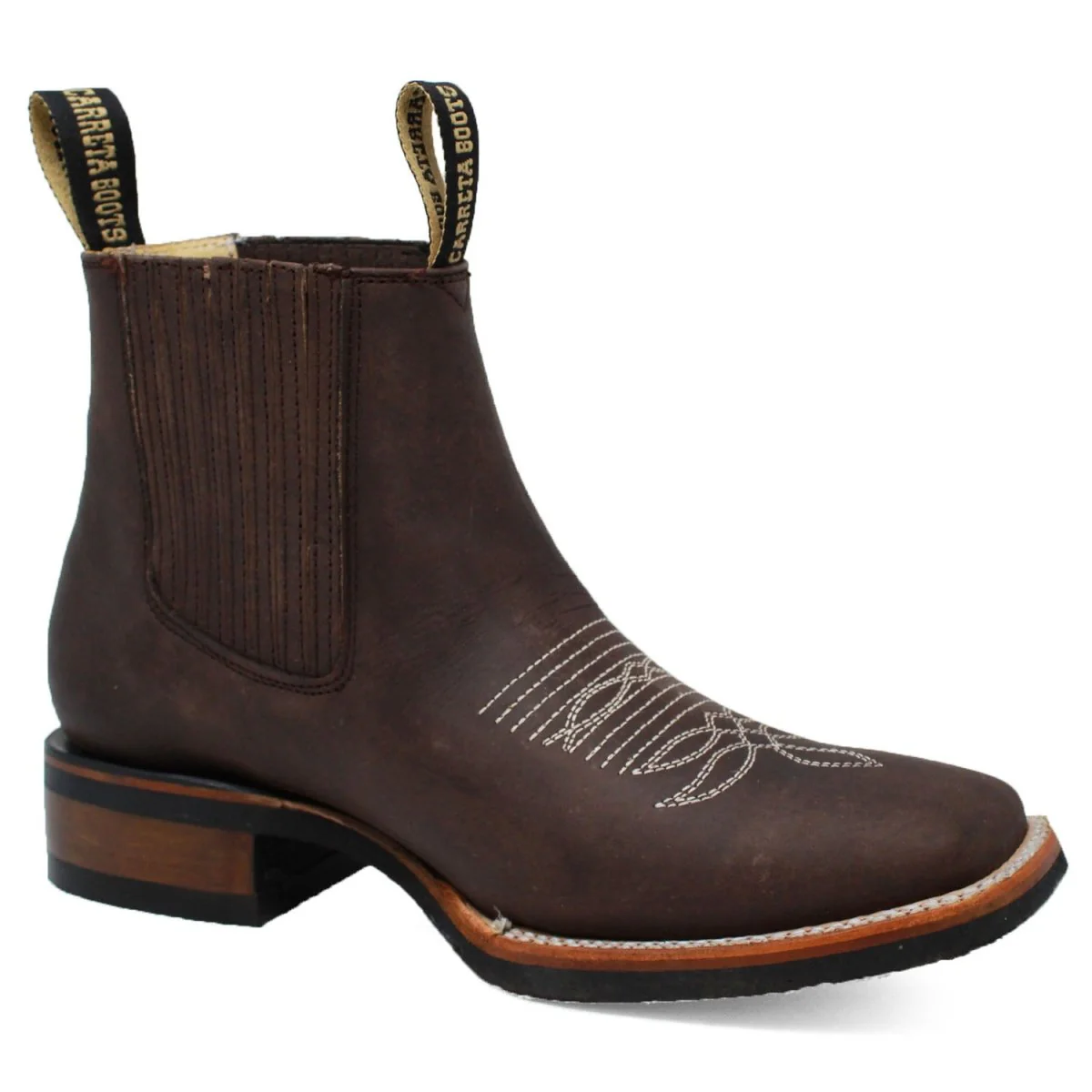 Botin Rodeo Cuadrado de PIel Original con Medallon Cafe- La Sierra - Imagen 3