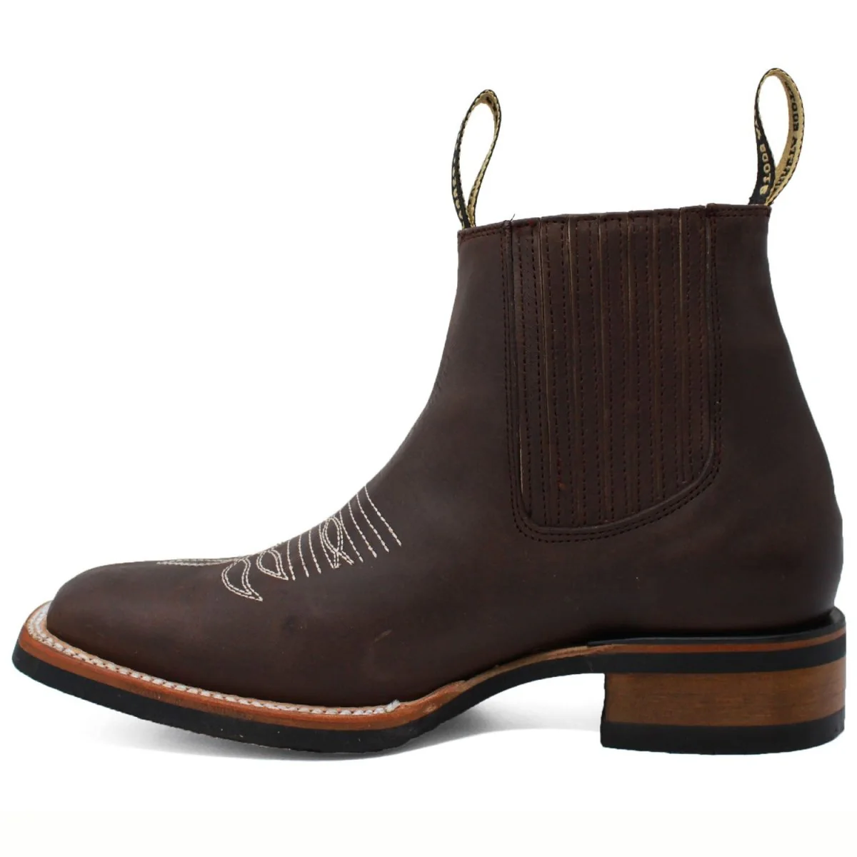 Botin Rodeo Cuadrado de PIel Original con Medallon Cafe- La Sierra - Imagen 5