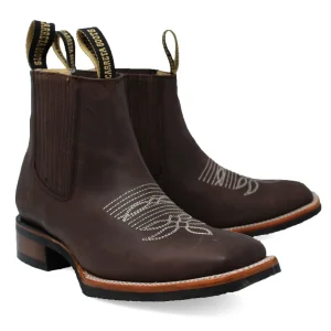 Botin Rodeo Cuadrado de PIel Original con Medallon Cafe- La Sierra