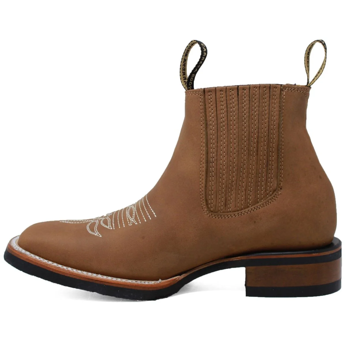 Botin Rodeo Cuadrado de PIel Original con Medallon Tan- La Sierra - Imagen 5