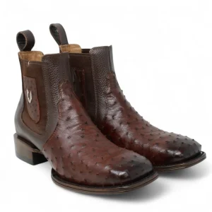Botin Vaquero de Avestruz Original Horma Cuadrada Color Cafe - Vestigium