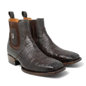 Botin Vaquero de Caiman Original Horma Cuadrada Color Cafe - Vestigium