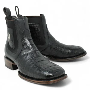 Botin Vaquero de Caiman Original Horma Cuadrada Color Negro- Vestigium