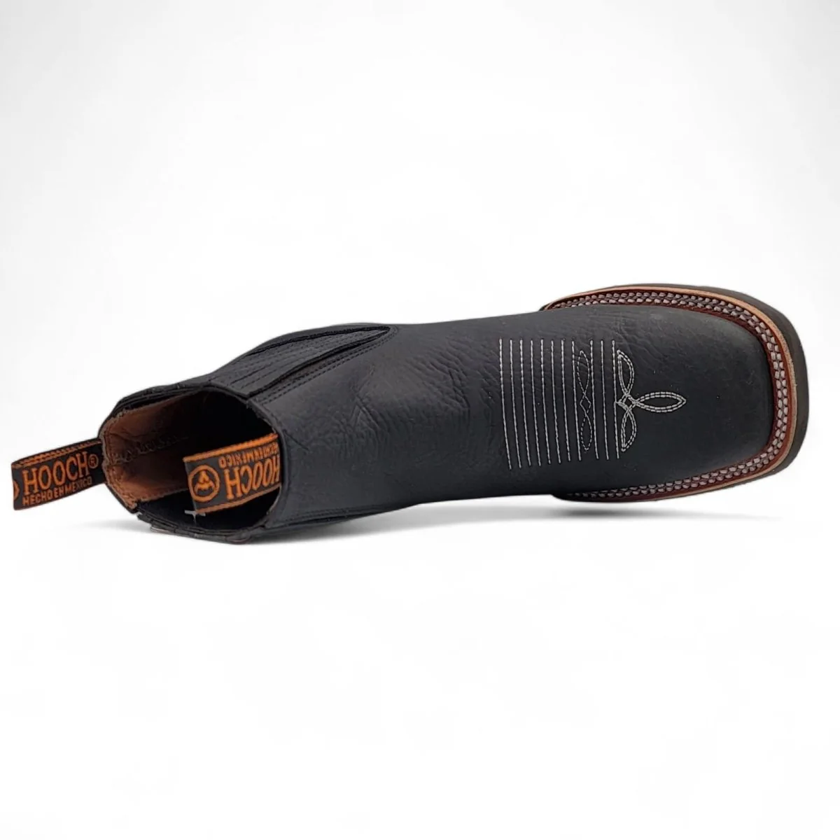 Botin Vaquero para Hombre de Piel Color Negro con Punta Cuadrada y Suela de Hule Ligera – Hooch Boots H42H0527 - Imagen 5