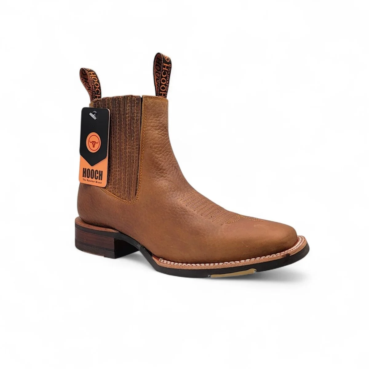 Botin Vaquero para Hombre de Piel Color Tan con Punta Cuadrada y Suela de Hule Ligera – Hooch Boots H42H3127 - Imagen 3