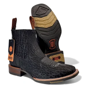 Botin Vaquero para Hombre de Piel Cuello de Toro Color Negro Estilo Rodeo – Hooch Boots H42H0572