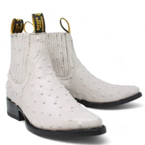 Botines de Avestruz Grabado Horma Puntal Hueso